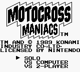 Motocross Maniacs title screen for GameBoy